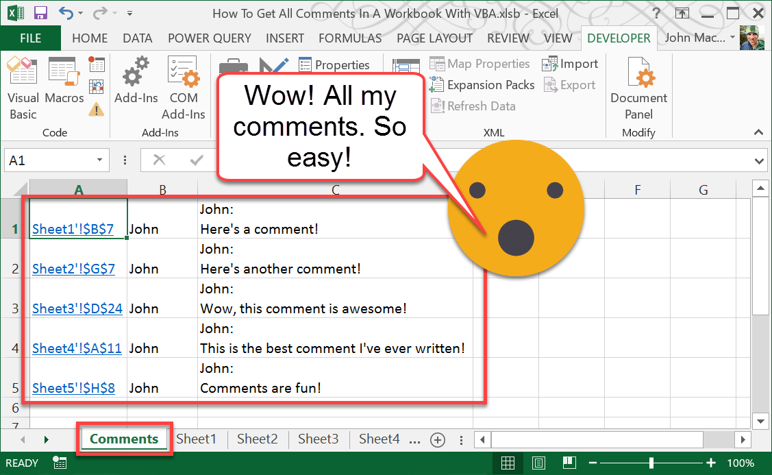 How To Get All Comments In A Workbook With Vba | How To Excel