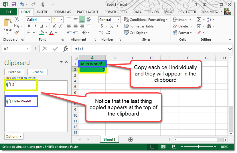 paste clipboard in excel for mac