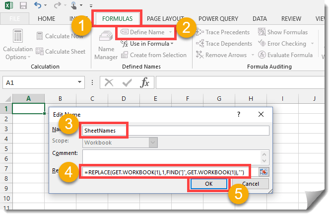 How To Generate A List Of Sheet Names From A Workbook Without Vba How To Excel