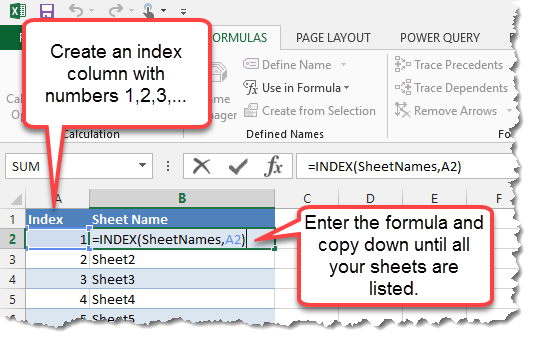 How To Generate A List Of Sheet Names From A Workbook Without Vba How To Excel