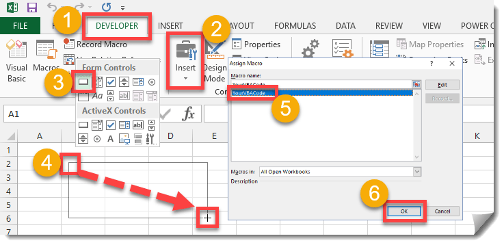 How To Add A Form Control Button To Run Your VBA Code | How To Excel