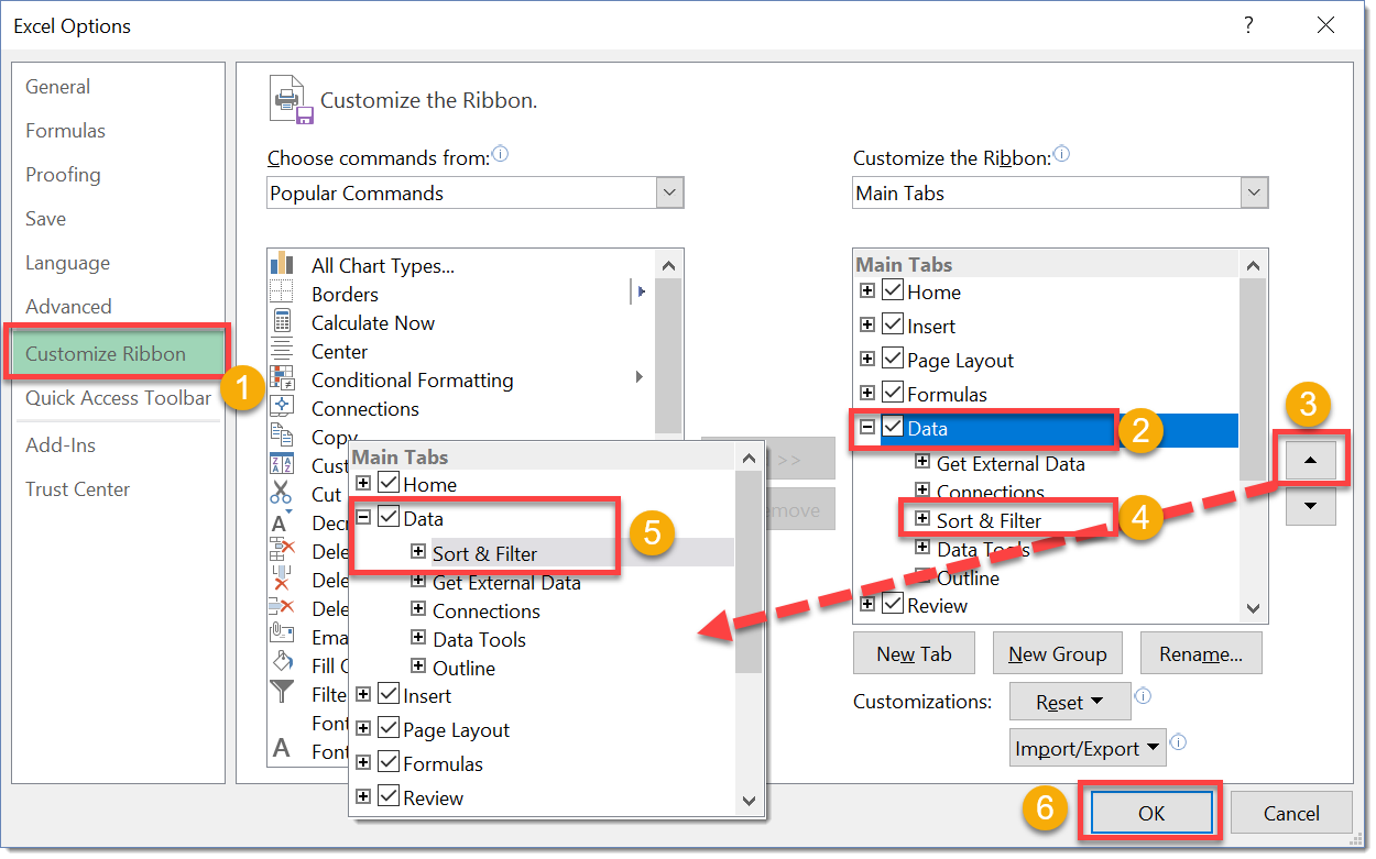 How To Move Tabs And Sections In The Ribbon How To Excel