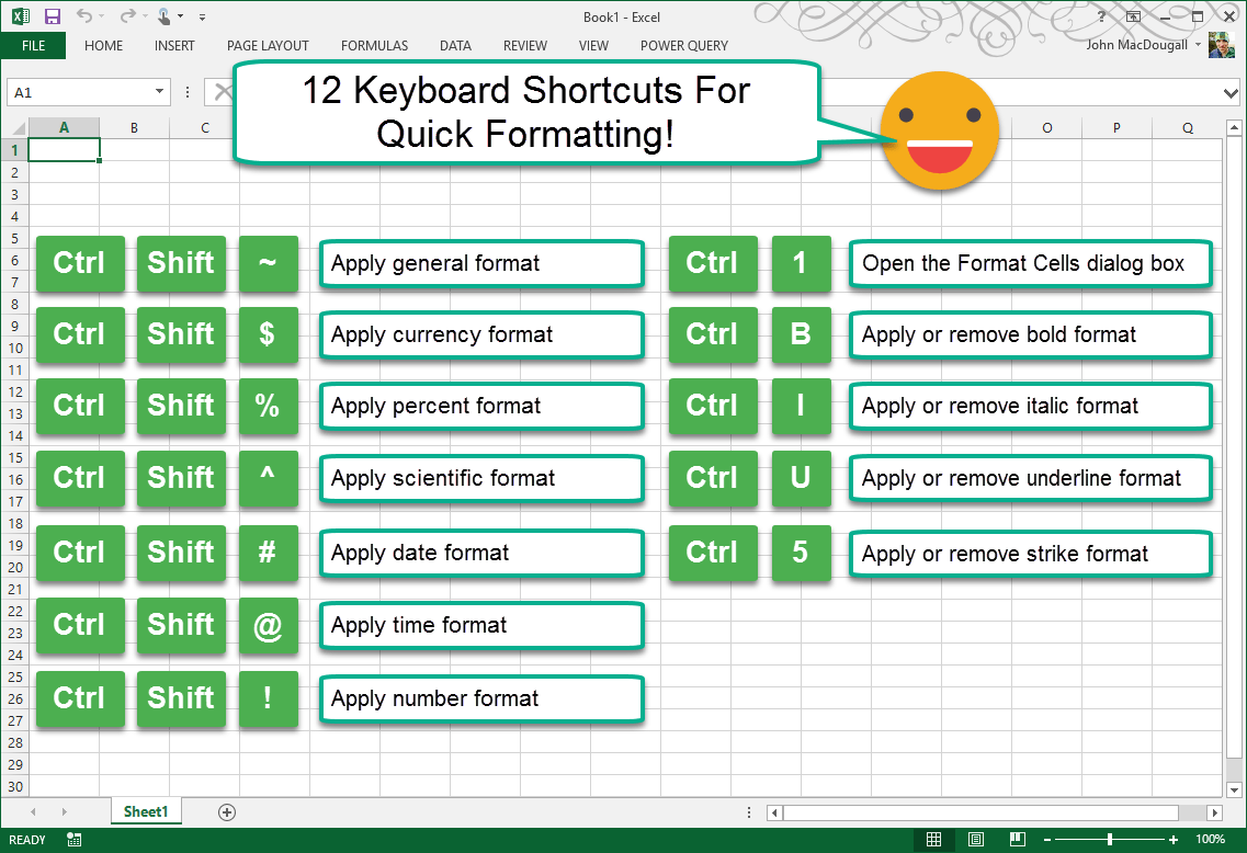 shortcuts for excel 2016