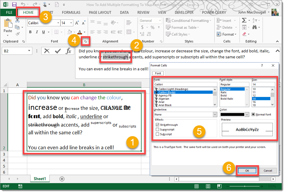 How to Apply Different Styles to a Cell in a Spreadsheet using
