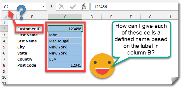 How To Create Multiple Defined Names Based On Labels In Other Cells How To Excel
