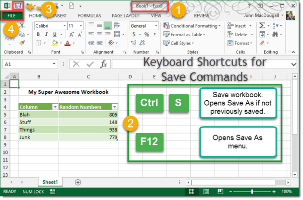 Saving Your Workbook How To Excel