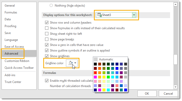 Change-Gridline-Color-In Excel-选项惊人的Excel提示和技巧