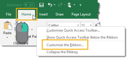 Right-Click-to-Customize-the-Ribbon Amazing Excel Tips and Tricks