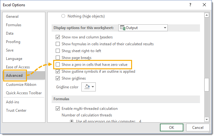 Show-a-Zero-in-Cells-Option Amazing Excel Tips and Tricks