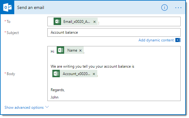 Create-Email-Template Sending Emails from Excel with Microsoft Flow