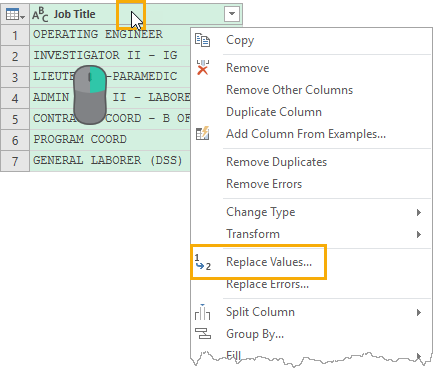 Right-Click-Replace-Values Bulk Find And Replace In Power Query