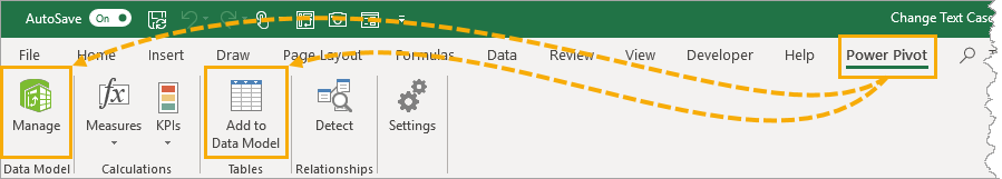 power-pivot-manage-or-add-data 5方法在Excel中更改文本案例