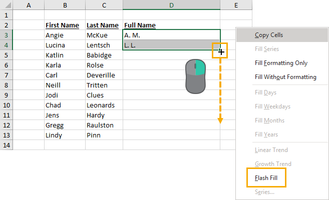 Fill-Handle-Flash-Fill Everything You Need To Know About Flash Fill In Microsoft Excel [15 Examples]
