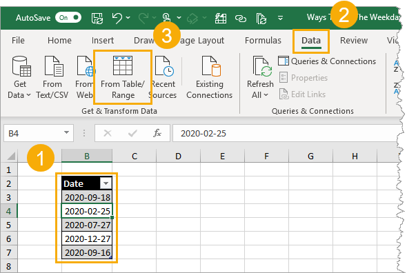 Create-a-Table-Range-Query 7 Ways To Get The Weekday Name From A Date In Excel