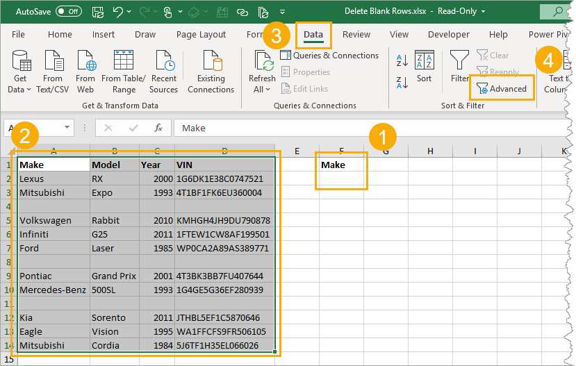 Advanced-Filters 9 Ways to Delete Blank Rows in Excel