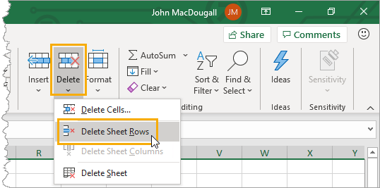 Delete-Rows-from-Ribbon 9 Ways to Delete Blank Rows in Excel