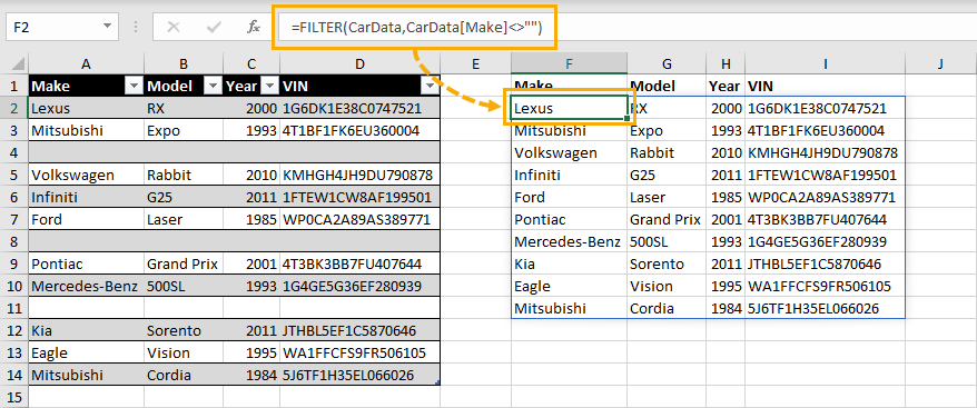 FILTER-Function-Remove-Blanks 9 Ways to Delete Blank Rows in Excel