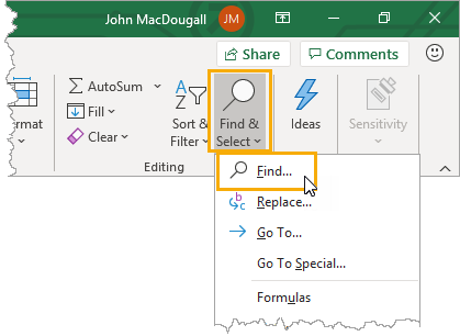Find-Command-Ribbon 9 Ways to Delete Blank Rows in Excel