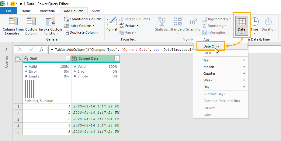 Extract-Date-from-DateTime 5 Ways to Get the Current Date or Time in Excel