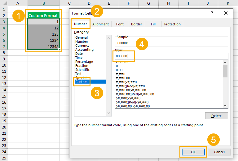 Add-Custom-Format 9 Ways To Add Leading Zeros In Excel