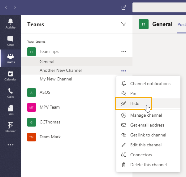 Hide-a-Channel 25 Awesome Microsoft Teams Tips and Tricks