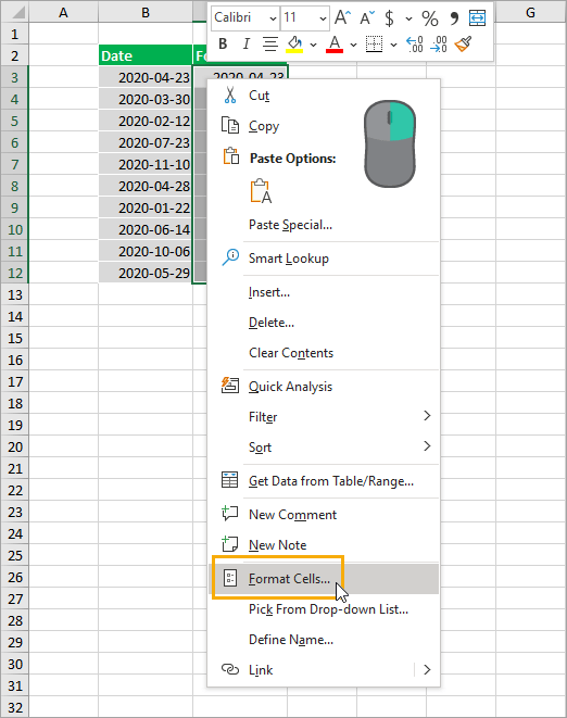 Open-Format-Cells-Dialog-Box 8 Ways to Extract the Month Name from a Date in Excel