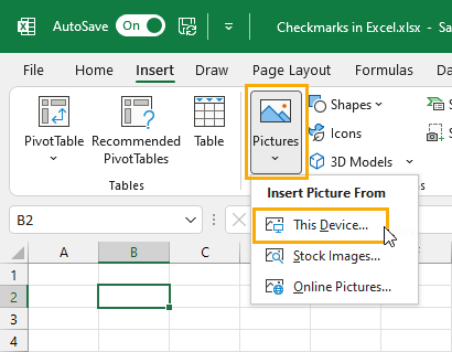 How to insert check mark (Tickmark ✓) in Excel