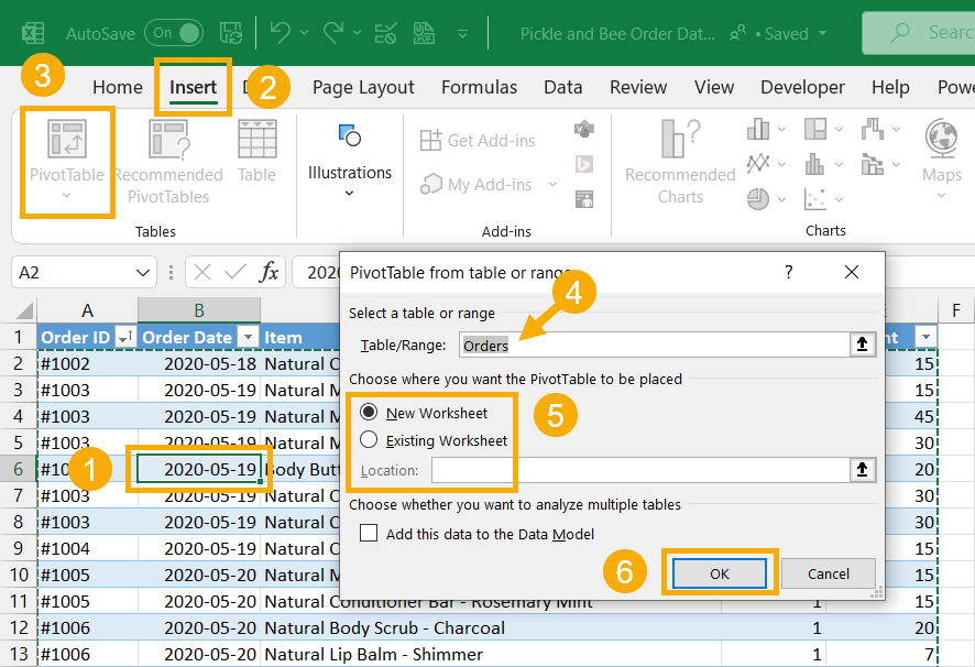 Pivot Table Options Are Located In