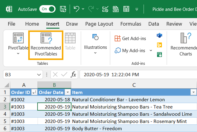 assignment for pivot table