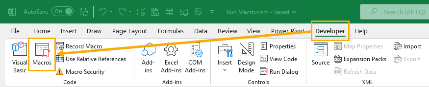 assign macro excel 2016