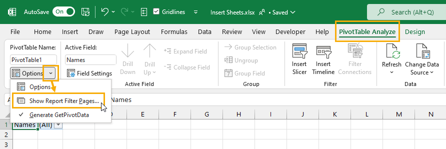 add worksheet xls