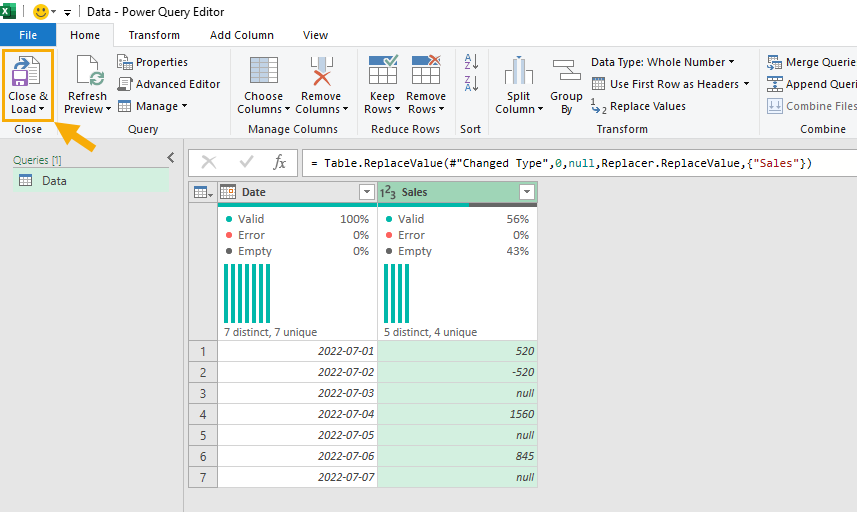 change to 0 excel