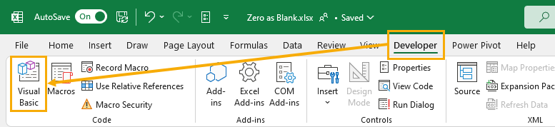 change to 0 excel