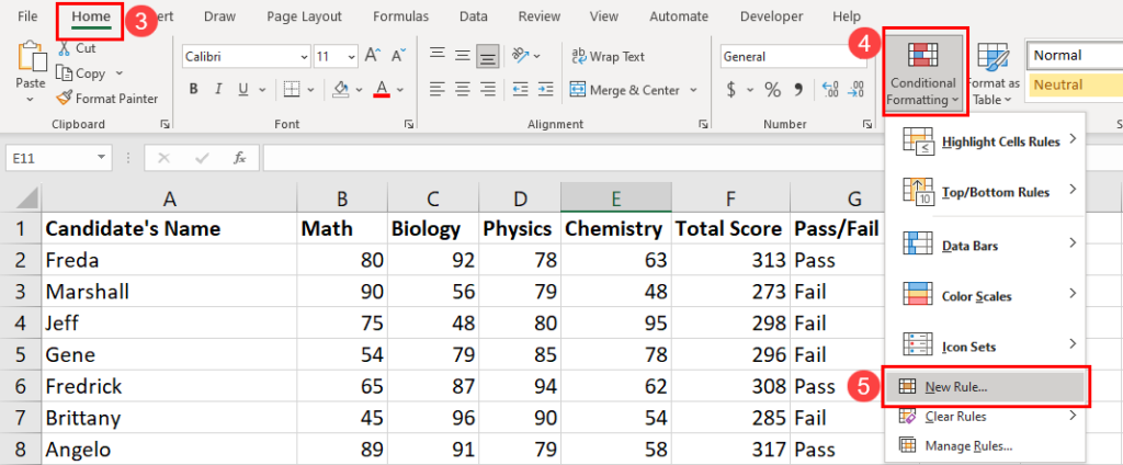 Open conditional formatting