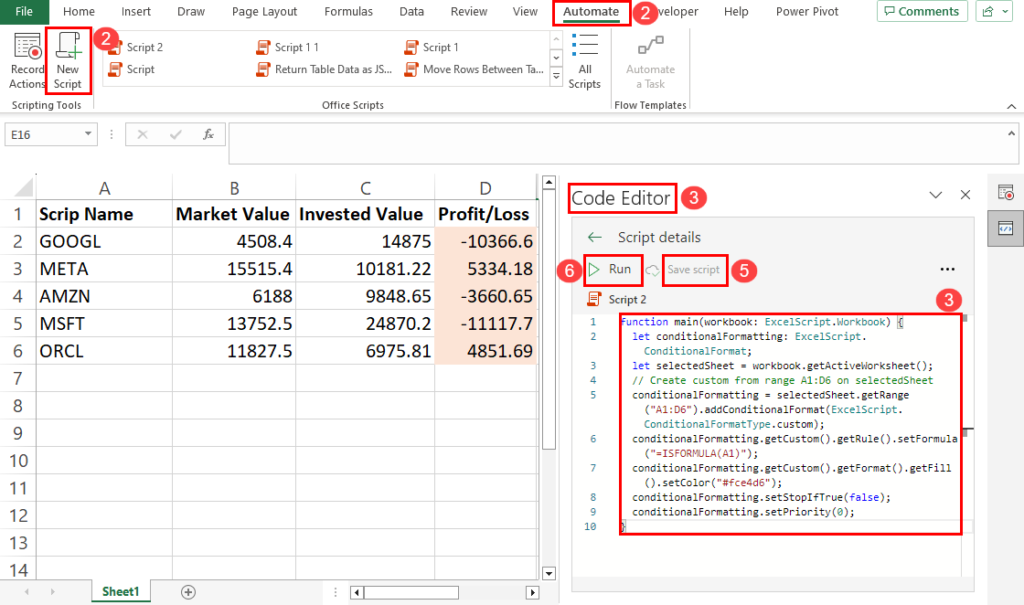 Office Scripts to Highlight Cells With Formulas