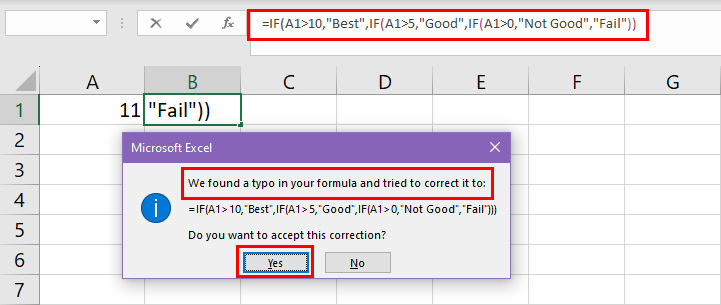 嵌套 Excel 公式中的错误