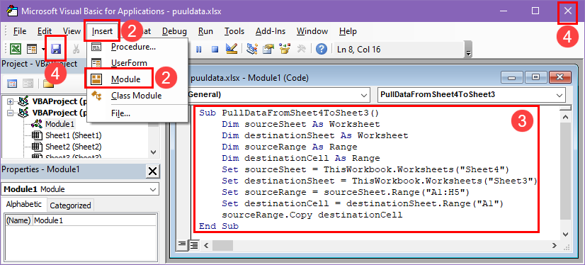 Creating and saving a VBA script