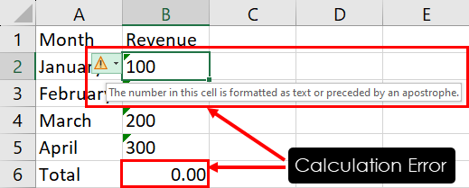 Excel 无法计算公式，因为数字是文本