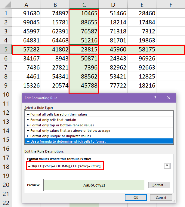 5 Ways to Highlight Current Row and Column in Microsoft Excel