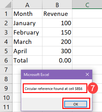 Excel 中循环引用的位置