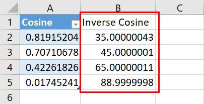 Microsoft Excel中计算反余弦的5种方法 – INFOXIAO