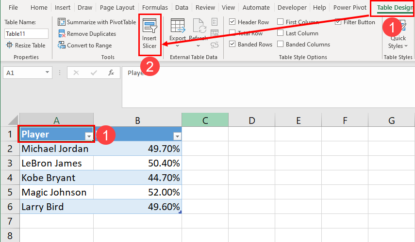 在 Excel 中获取切片器