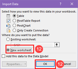 Import Data to Worksheet