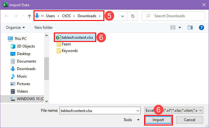 Importing Excel file