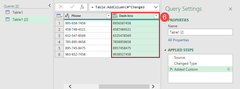 在 Power Query 中使用 Text.Select 删除破折号