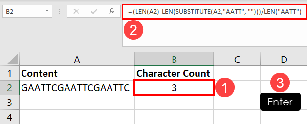Counting a substring in Excel