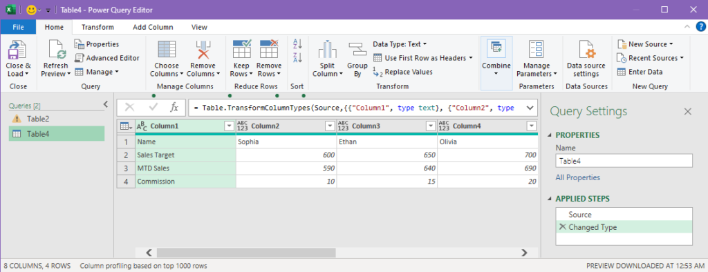 将数据集导入 Power Query