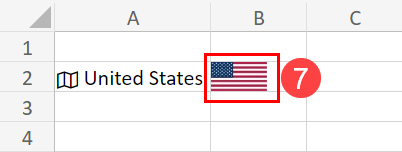 使用地理数据类型在 Excel 中插入国家国旗