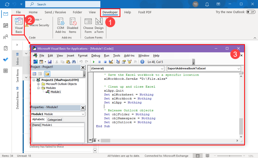 启动 Outlook VBA