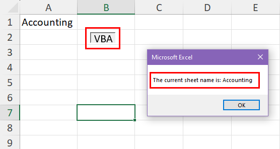 Using an Excel VBA button to learn sheet code name